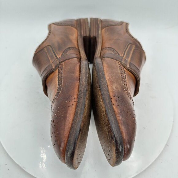 Alexander McQueen Men Size EU 42 US 9 Brown Leather Brogue Double Monk Shoes - Picture 7 of 12